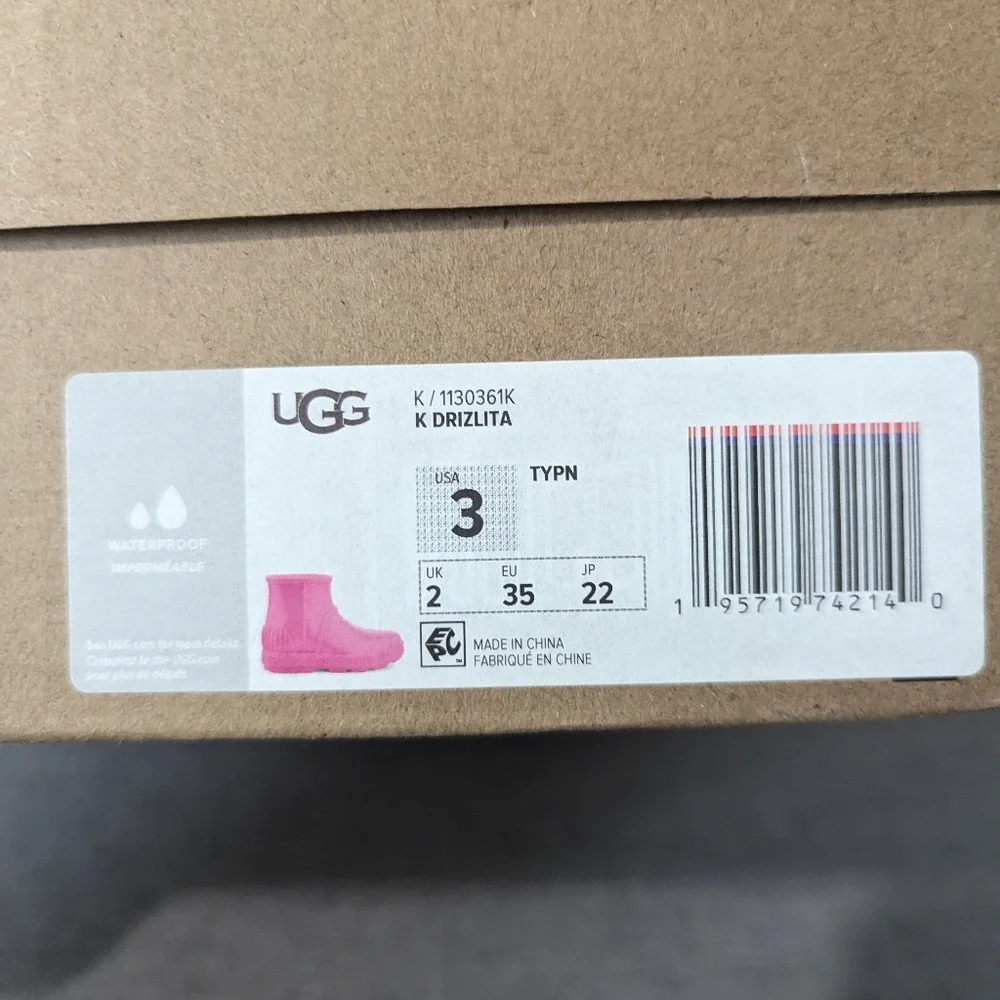 UGG Drizlita Rainboots Toddler Girl Pink Size 3